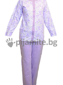 Дамска пижама ВАТА - дълъг ръкав,с копчета 136
